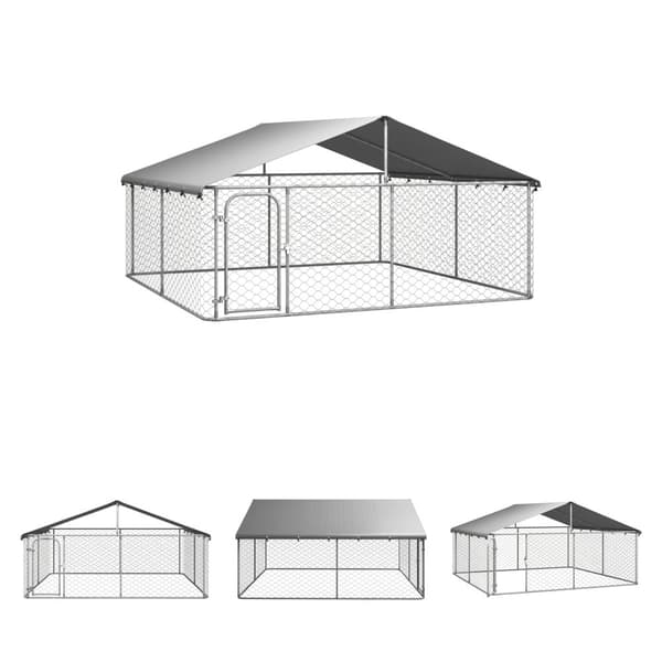 The Living Store Koiran ulkohäkki katoksella 300x300x150 cm -  Koiranhäkit & aitaukset