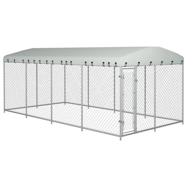 The Living Store Koiran ulkohäkki katoksella 8x4x2,3 m -  Koiranhäkit & aitaukset