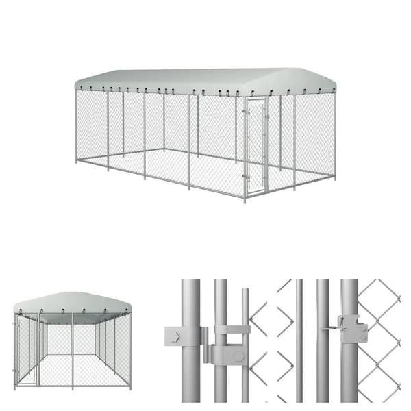 The Living Store Hundgård med tak för utomhusbruk 8x4x2,3 m -  Hundkojor & rastgårdar