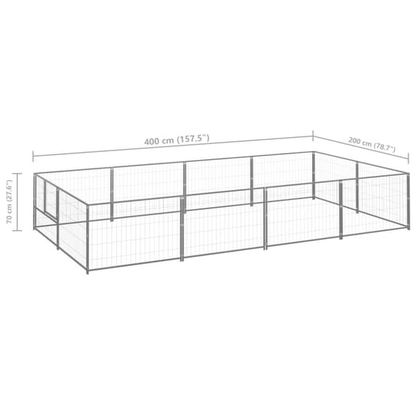 The Living Store hundeløbegård 8 m² stål sølvfarvet -  Hundebure & løbegårde