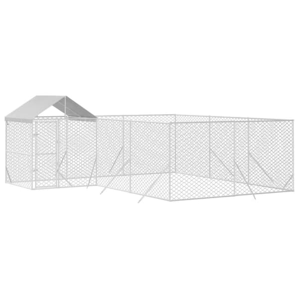 The Living Store Koiran ulkohäkki katolla hopea 6x6x2,5 m galvanoitu teräs - Koiranhäkit & aitaukset