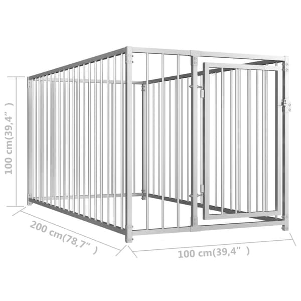 The Living Store udendørs hundeløbegård 100x200x100 cm -  Hundebure & løbegårde