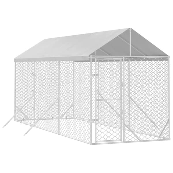 The Living Store Hundgård med tak silver 2x6x2,5 m galvaniserat stål - Hundkojor & rastgårdar