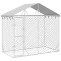 Pikkukuva 3 / 6: The Living Store Koiran ulkohäkki katolla hopea 3x1,5x2,5 m galvanoitu teräs -  Koiranhäkit & aitaukset