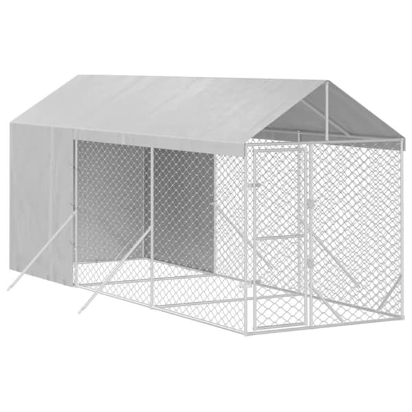 The Living Store Koiran ulkohäkki katolla hopea 2x6x2,5 m galvanoitu teräs -  Koiranhäkit & aitaukset