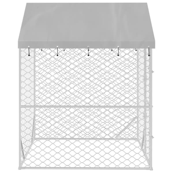 The Living Store Hundgård med tak silver 2x2x2,5 m galvaniserat stål -  Hundkojor & rastgårdar