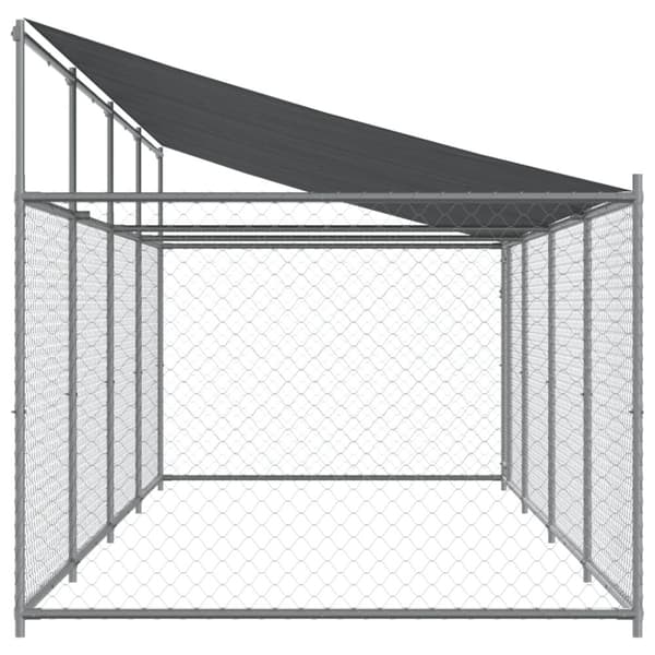 The Living Store Koiranhäkki katolla ja ovella harmaa 8x2x2 m galvanoitu teräs -  Koiranhäkit & aitaukset