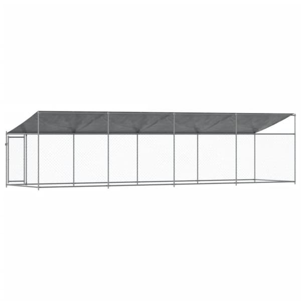 The Living Store Koiranhäkki katolla ja ovella harmaa 8x2x2 m galvanoitu teräs -  Koiranhäkit & aitaukset