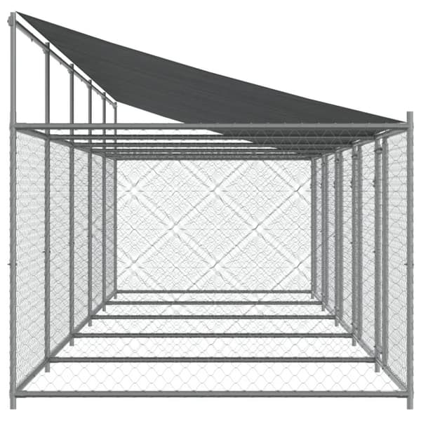 The Living Store Koiranhäkki katolla ja ovilla harmaa 10x2x2 m galvanoitu teräs -  Koiranhäkit & aitaukset