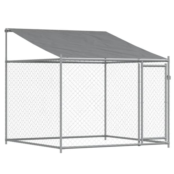 The Living Store Koiranhäkki katolla ja ovilla harmaa 10x2x2 m galvanoitu teräs -  Koiranhäkit & aitaukset