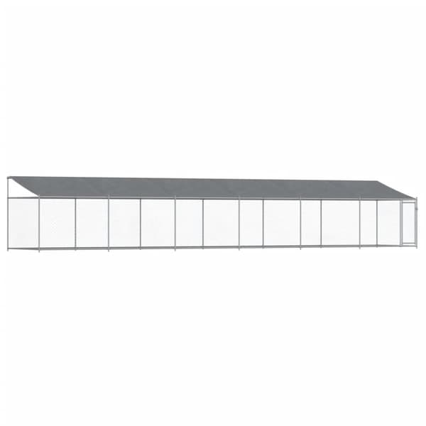 The Living Store Koiranhäkki katolla ja ovella harmaa 12x2x2 m galvanoitu teräs -  Koiranhäkit & aitaukset