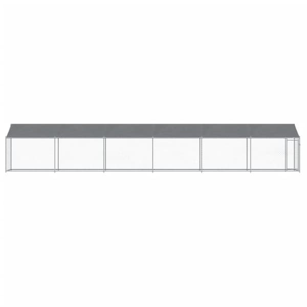 The Living Store Koiranhäkki katolla ja ovella harmaa 12x2x2 m galvanoitu teräs -  Koiranhäkit & aitaukset