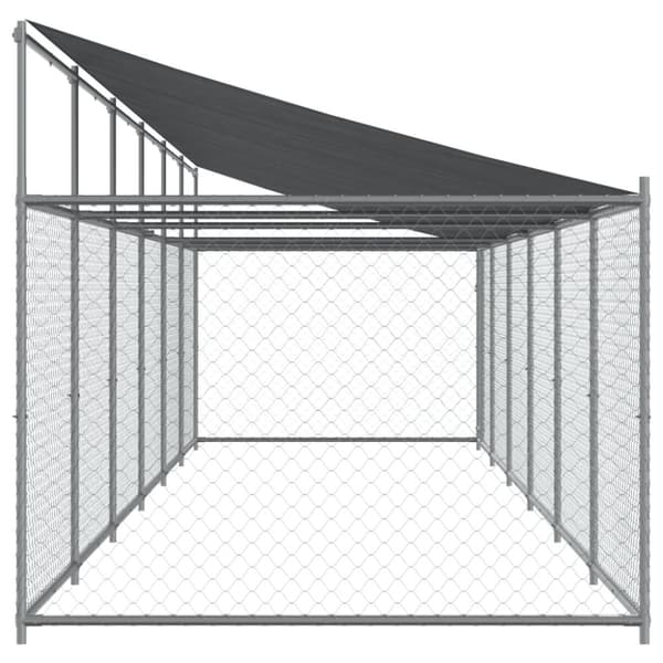 The Living Store Koiranhäkki katolla ja ovella harmaa 12x2x2 m galvanoitu teräs -  Koiranhäkit & aitaukset