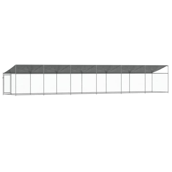 The Living Store Koiranhäkki katolla ja ovella harmaa 12x2x2 m galvanoitu teräs -  Koiranhäkit & aitaukset
