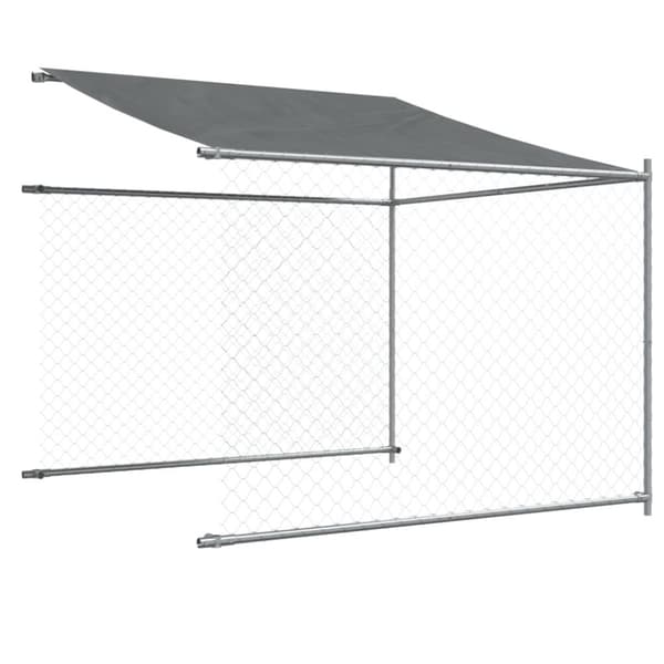 The Living Store Koiranhäkki katolla ja ovella harmaa 12x2x2 m galvanoitu teräs -  Koiranhäkit & aitaukset