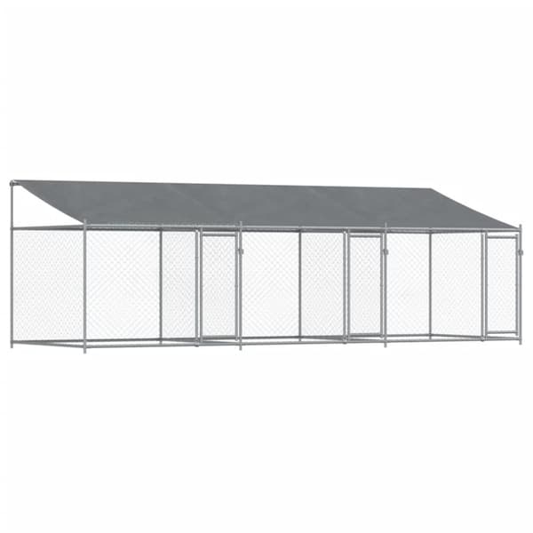 The Living Store Koiranhäkki katolla ja ovilla harmaa 6x2x2 m galvanoitu teräs -  Koiranhäkit & aitaukset