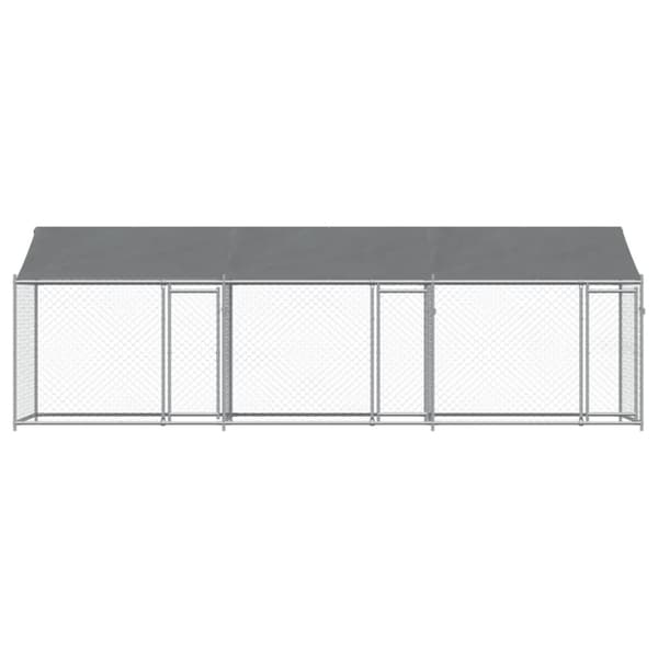 The Living Store Koiranhäkki katolla ja ovilla harmaa 6x2x2 m galvanoitu teräs - Koiranhäkit & aitaukset