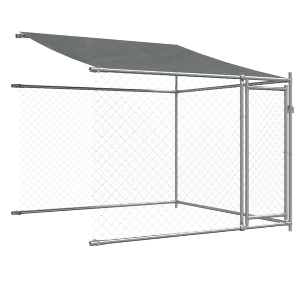 The Living Store Koiranhäkki katolla ja ovilla harmaa 6x2x2 m galvanoitu teräs - Koiranhäkit & aitaukset