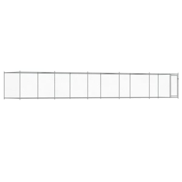 The Living Store hundegård med låge 10x2x1,5 m galvaniseret stål grå - Hundebure & løbegårde
