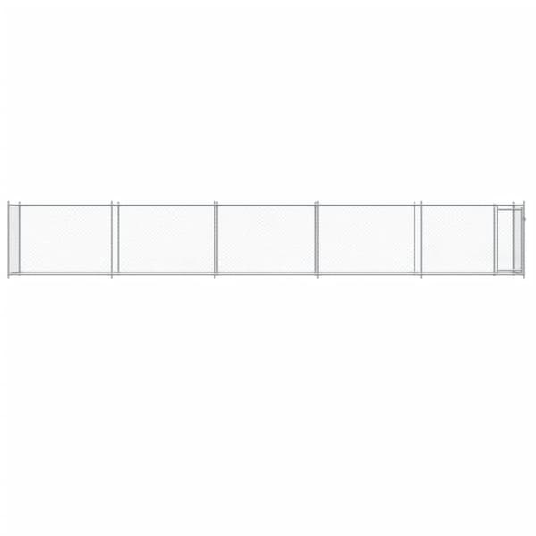 The Living Store hundegård med låge 10x2x1,5 m galvaniseret stål grå - Hundebure & løbegårde