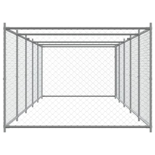The Living Store hundegård med låge 10x2x1,5 m galvaniseret stål grå - Hundebure & løbegårde