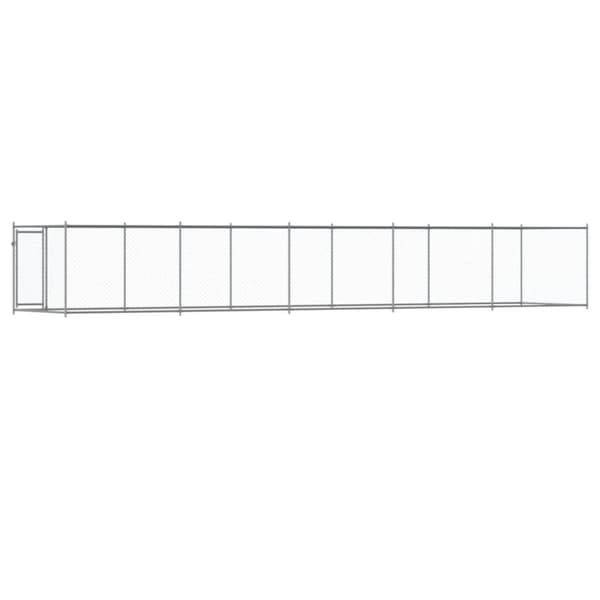 The Living Store hundegård med låge 10x2x1,5 m galvaniseret stål grå - Hundebure & løbegårde