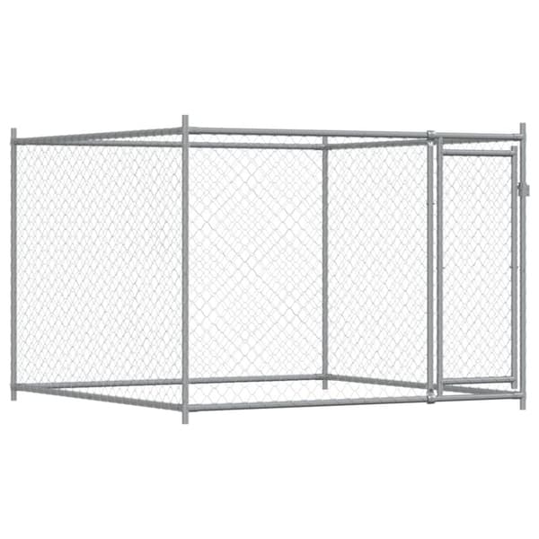 The Living Store hundegård med låge 10x2x1,5 m galvaniseret stål grå - Hundebure & løbegårde