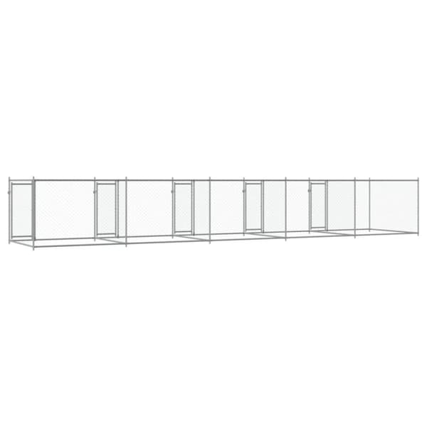 The Living Store hundegård med låger 10x2x1,5 m galvaniseret stål grå -  Hundebure & løbegårde