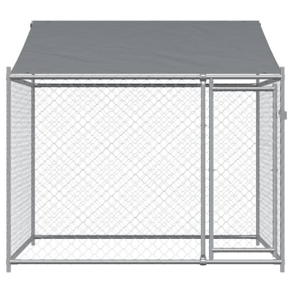 The Living Store Koiranhäkki katolla ja ovella harmaa 2x2x2 m galvanoitu teräs - Koiranhäkit & aitaukset