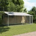 Pikkukuva 4 / 10: The Living Store Koiranhäkki katolla ja ovella harmaa 4x2x2 m galvanoitu teräs -  Koiranhäkit & aitaukset