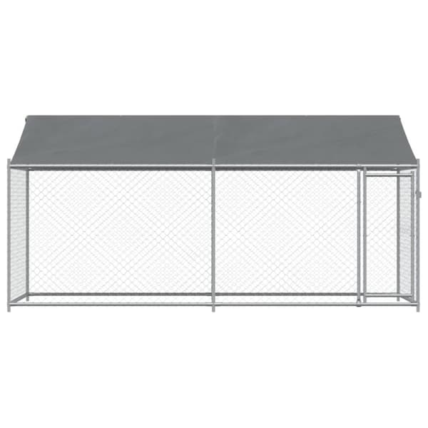 The Living Store Koiranhäkki katolla ja ovella harmaa 4x2x2 m galvanoitu teräs - Koiranhäkit & aitaukset