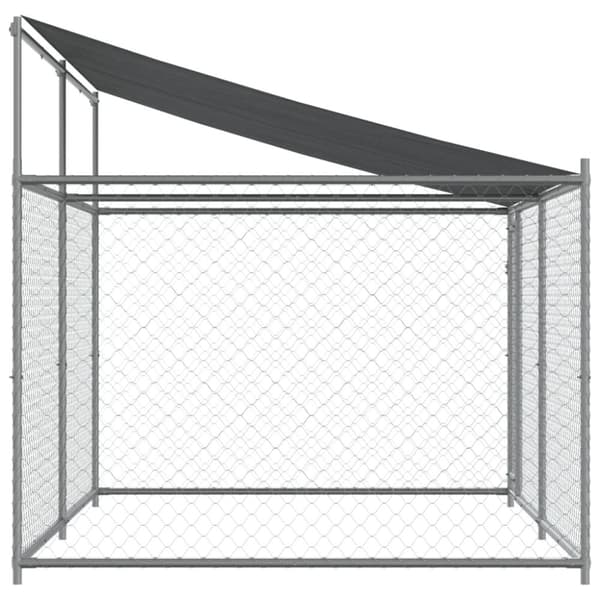 The Living Store Koiranhäkki katolla ja ovella harmaa 4x2x2 m galvanoitu teräs - Koiranhäkit & aitaukset