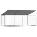 Pikkukuva 7 / 10: The Living Store Koiranhäkki katolla ja ovella harmaa 4x2x2 m galvanoitu teräs -  Koiranhäkit & aitaukset
