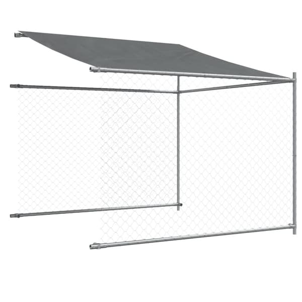 The Living Store Koiranhäkki katolla ja ovella harmaa 4x2x2 m galvanoitu teräs - Koiranhäkit & aitaukset
