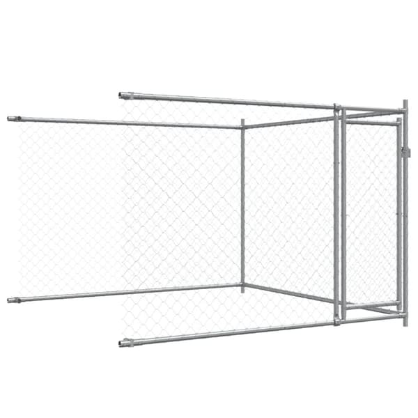 The Living Store hundegård med låger 8x2x1,5 m galvaniseret stål grå -  Hundebure & løbegårde