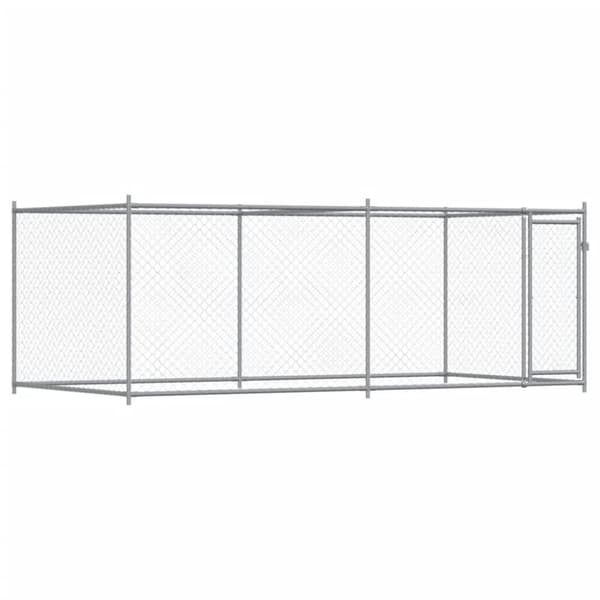 The Living Store hundegård med låge 4x2x1,5 m galvaniseret stål grå -  Hundebure & løbegårde