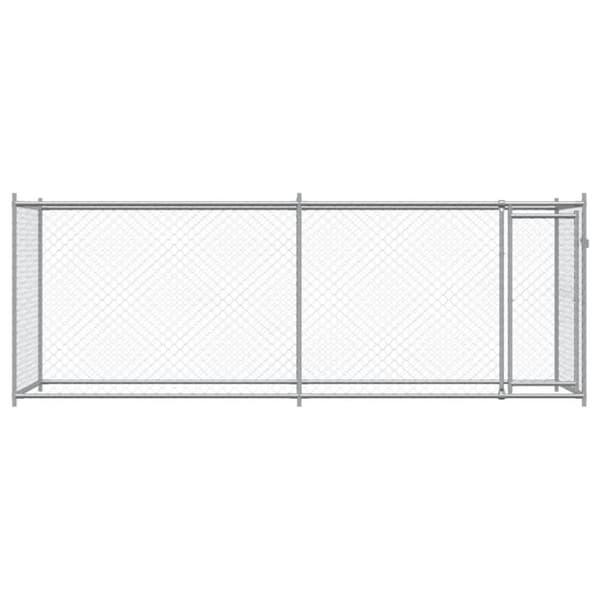 The Living Store hundegård med låge 4x2x1,5 m galvaniseret stål grå -  Hundebure & løbegårde