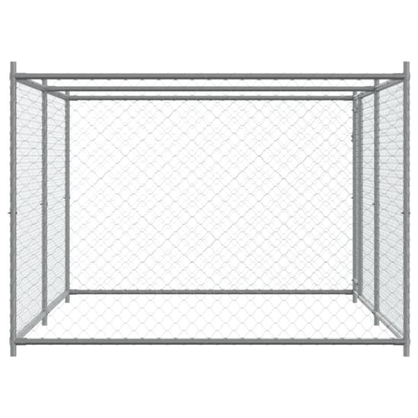 The Living Store hundegård med låge 4x2x1,5 m galvaniseret stål grå -  Hundebure & løbegårde