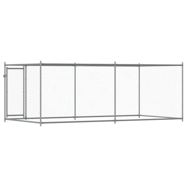 The Living Store hundegård med låge 4x2x1,5 m galvaniseret stål grå -  Hundebure & løbegårde