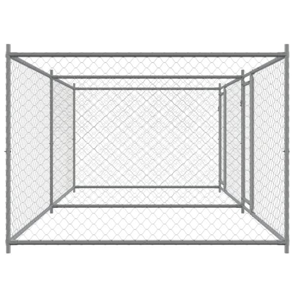 The Living Store Koiranhäkki ovilla harmaa 4x2x1,5 m galvanoitu teräs -  Koiranhäkit & aitaukset