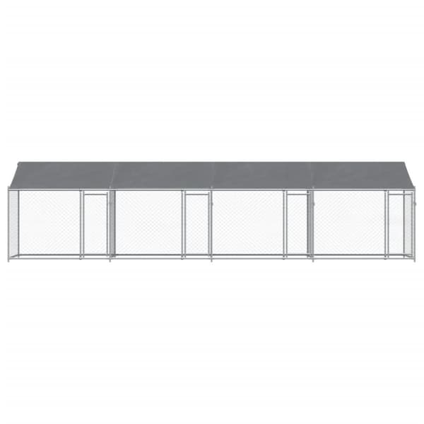 The Living Store Koiranhäkki katolla ja ovilla harmaa 8x2x2 m galvanoitu teräs - Koiranhäkit & aitaukset
