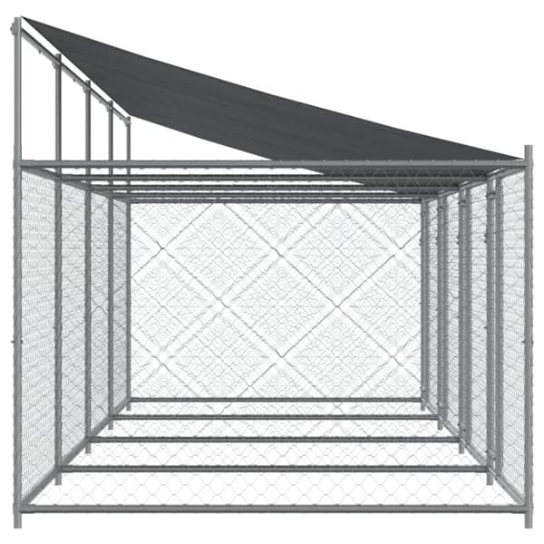 The Living Store Koiranhäkki katolla ja ovilla harmaa 8x2x2 m galvanoitu teräs -  Koiranhäkit & aitaukset