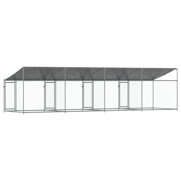 The Living Store Koiranhäkki katolla ja ovilla harmaa 8x2x2 m galvanoitu teräs -  Koiranhäkit & aitaukset