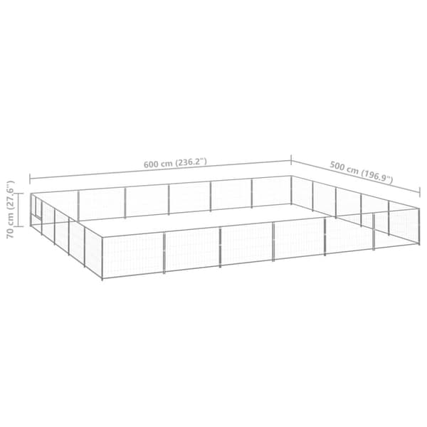 Hundebure & løbegårde - Living hundeløbegård 30 m² stål sølvfarvet