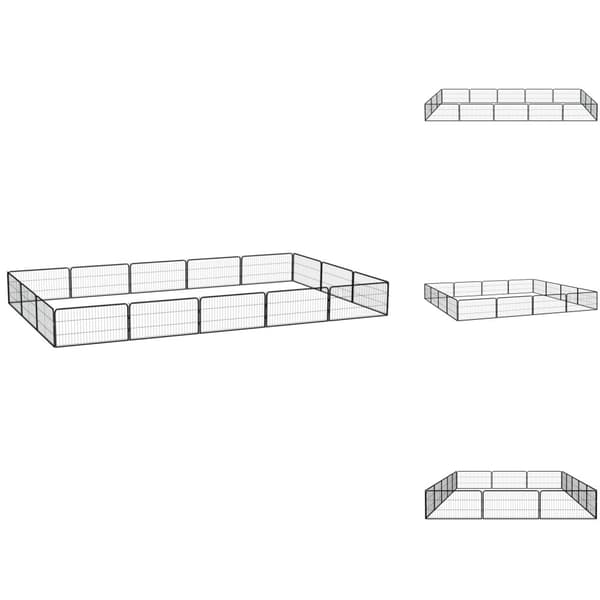 Hundebure & løbegårde - Living 16-panels hundegård 100x50 cm pulverlakeret stål sort
