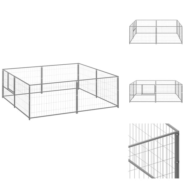 Hundebure & løbegårde - Living hundeløbegård 4 m² stål sølvfarvet