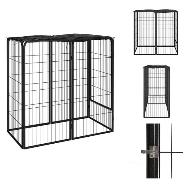 Koiranhäkit & aitaukset - Living Koiranhäkki 6 paneelia musta 50x100 cm jauhemaalattu teräs