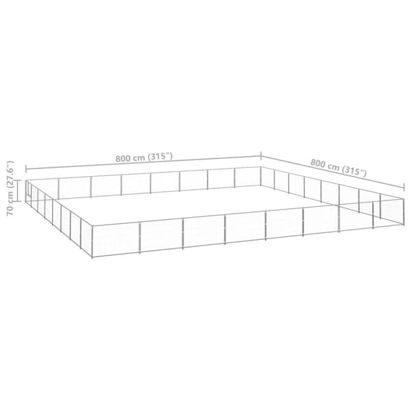 Hundebure & løbegårde - Living hundeløbegård 64 m² stål sølvfarvet