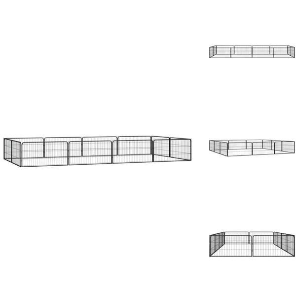 Hundebure & løbegårde - Living 12-panels hundegård 100x50 cm pulverlakeret stål sort
