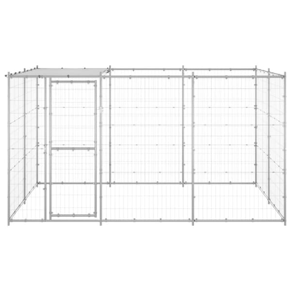 Koiranhäkit & aitaukset - Living Koiran ulkohäkki katolla galvanoitu teräs 7,26 m²